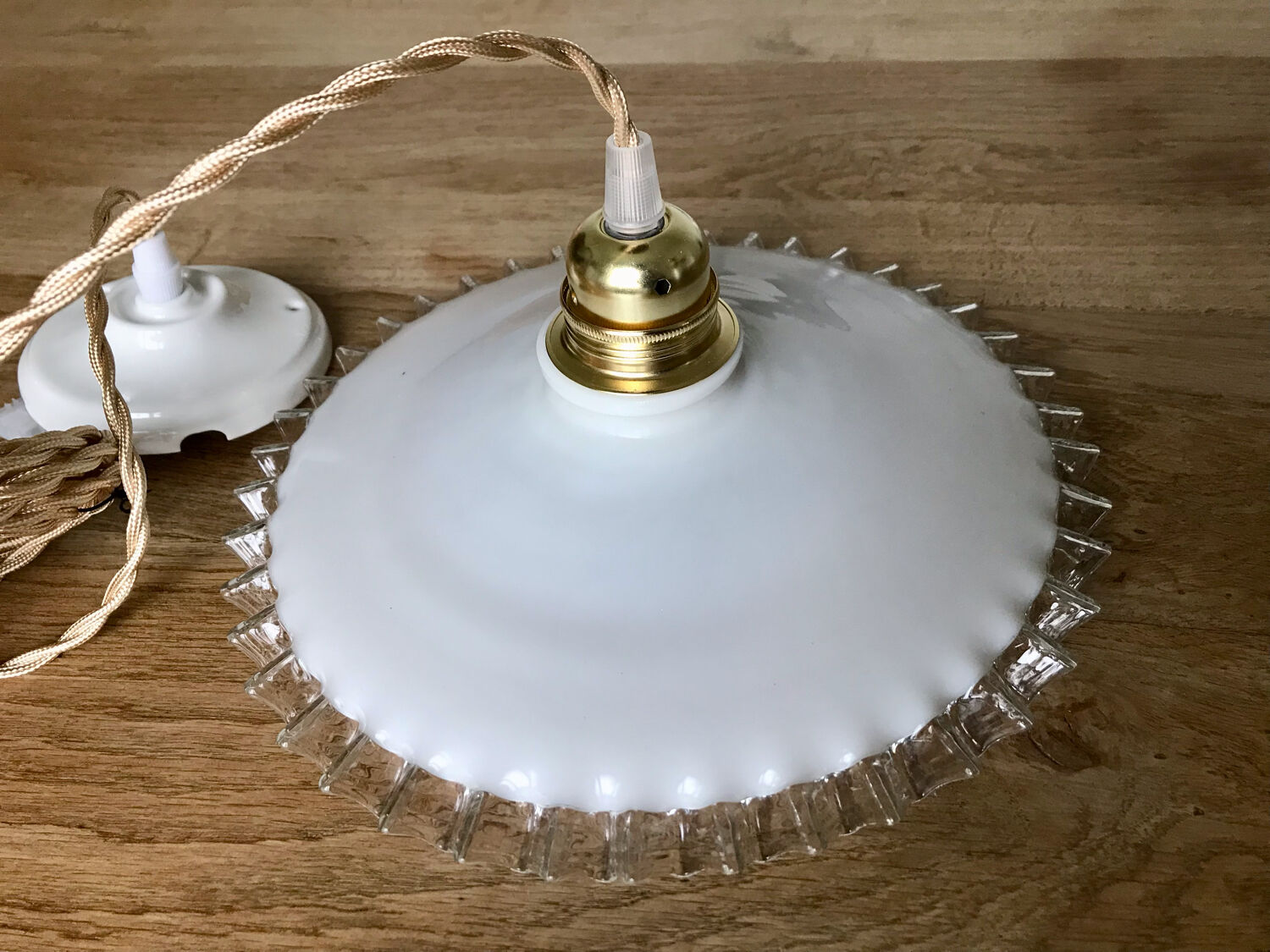 Vintage opaline pendant lamp