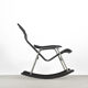 Vintage Mid-Century Postmodern Minimalist Black Leather Rocking Chair by Takeshi Nii, 1950s