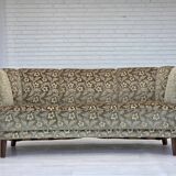 1960s, Danish 3-seater curved sofa, furniture velour, beech wood legs.