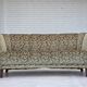 1960s, Danish 3-seater curved sofa, furniture velour, beech wood legs.