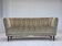 1960s, Danish 3-seater curved sofa, furniture velour, beech wood legs.