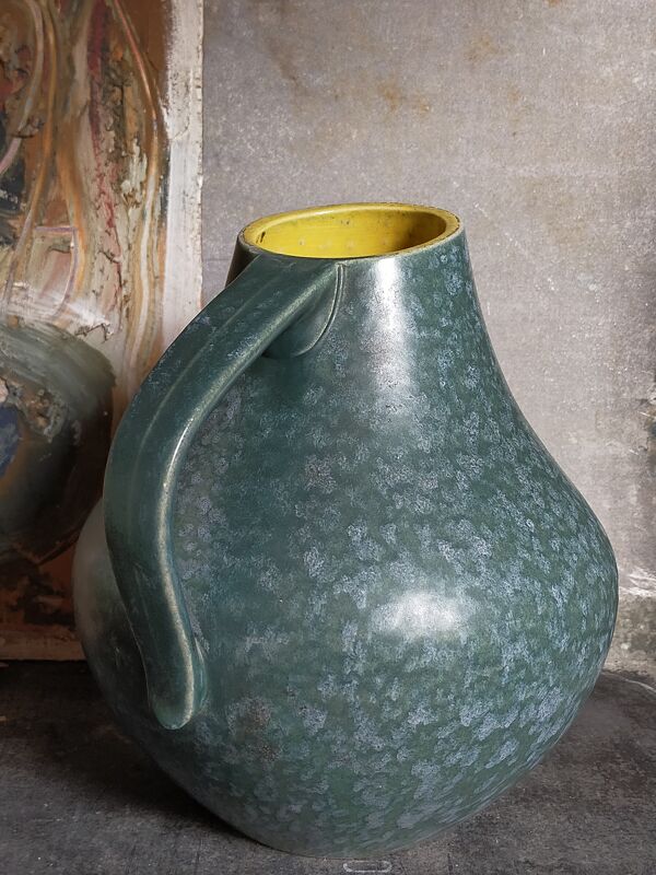 Vase céramique Allemande Art-Déco à l'émail moucheté modèle n°377