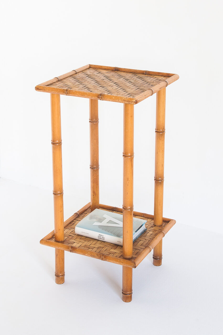 Vintage side table in cannage, France 1960