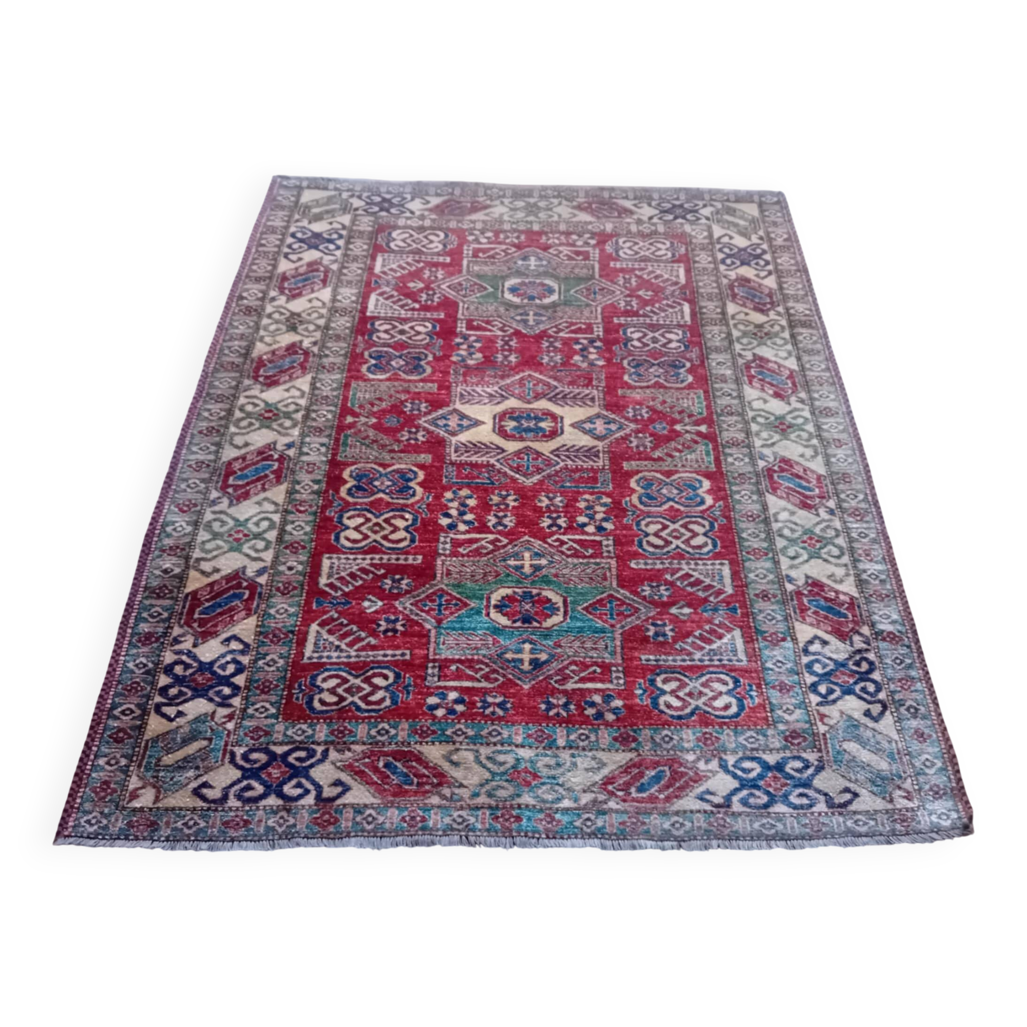 Handmade Pakistani Kazak Rug 200x173cm