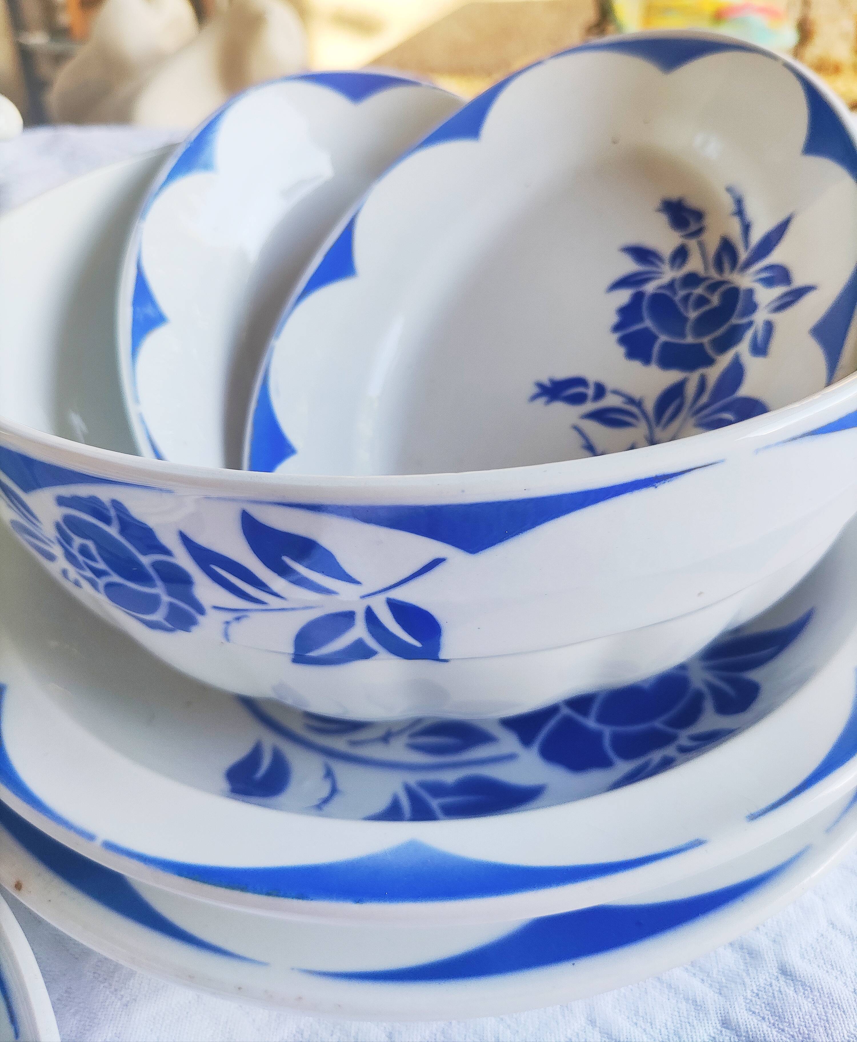 Table service Digoin Sarreguemines - blue and white