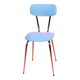 Chrome metal and sky blue velvet chair, 1970s, restored