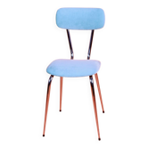 Chrome metal and sky blue velvet chair, 1970s, restored