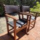 Pair of French Brutalist oak and leather armchairs 1920