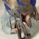 glass paste vase signed, bronze mount