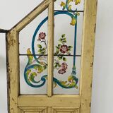 20th-century fir and painted glass under-stair door