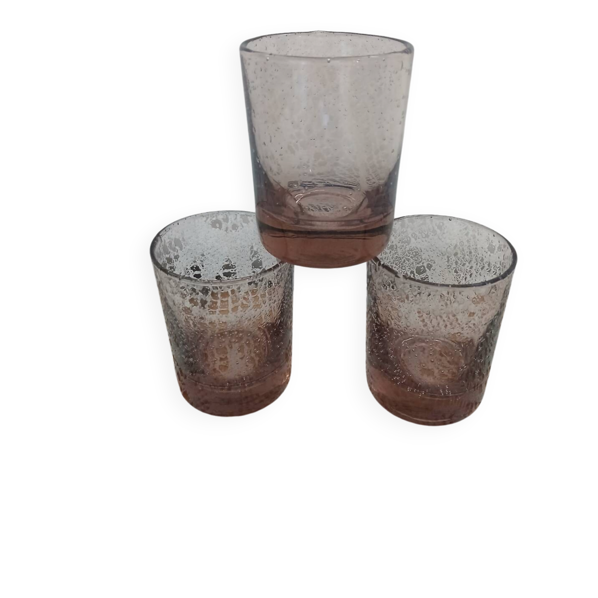 3 bubble glass water glasses