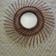 Large vintage bamboo and rattan sun mirror 53 cm in diameter