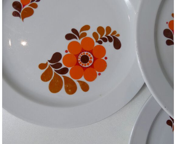Set de 6 assiettes plates porcelaine de Saxe vintage | Selency