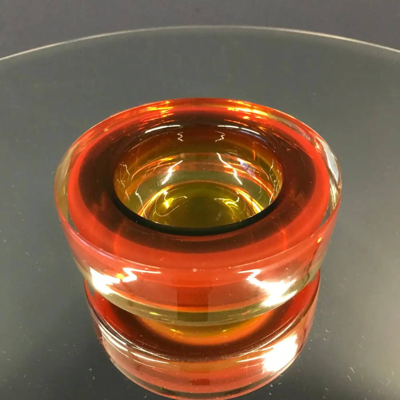 Vintage Orange Cigar Glass Ash Tray