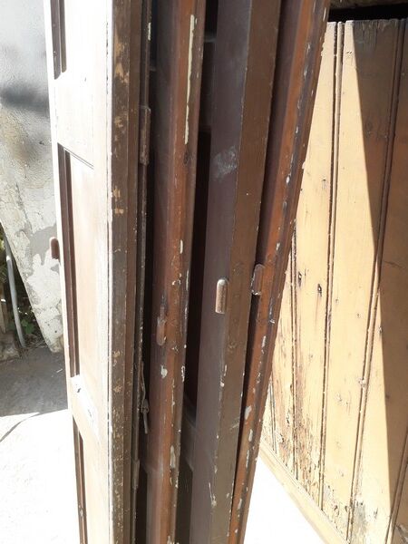Lot shutters / doors / 4 elements solid wood patinated ep 1940 - 216cm