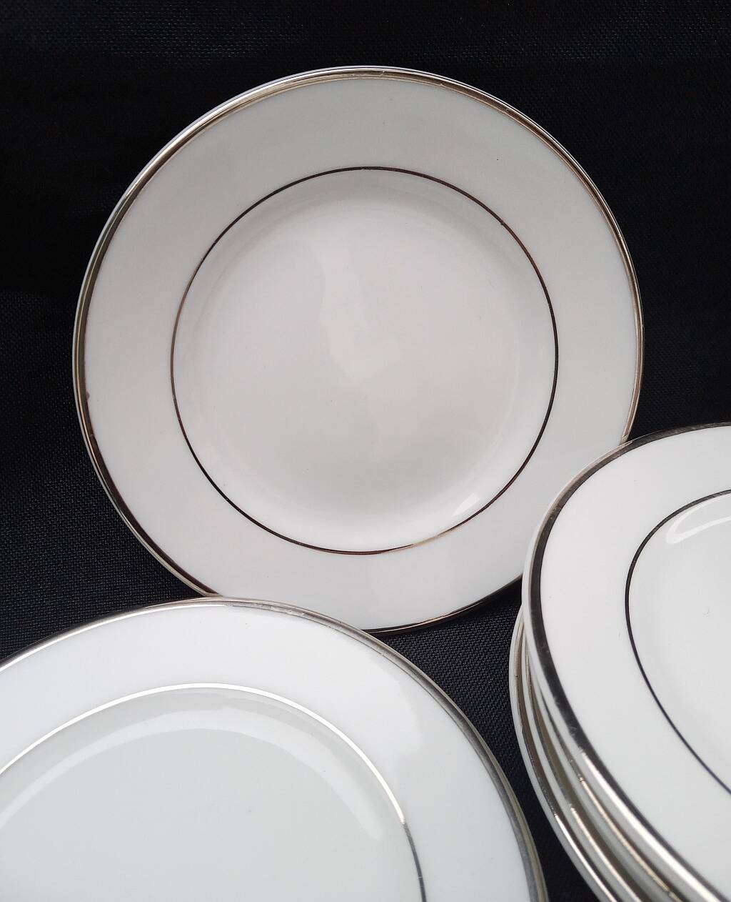 Vintage Vista Alegre Coimbra Dessert Plate Set of 6 Elegant Silver Rim