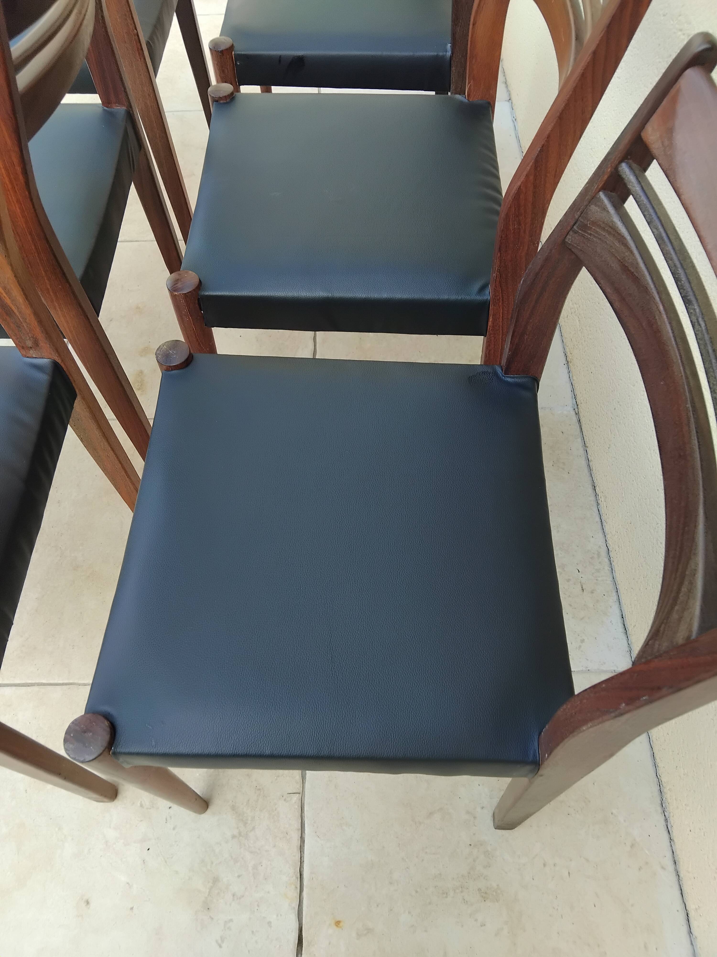 6 vintage teak chairs from the 1960s, Scandinavian Danish.