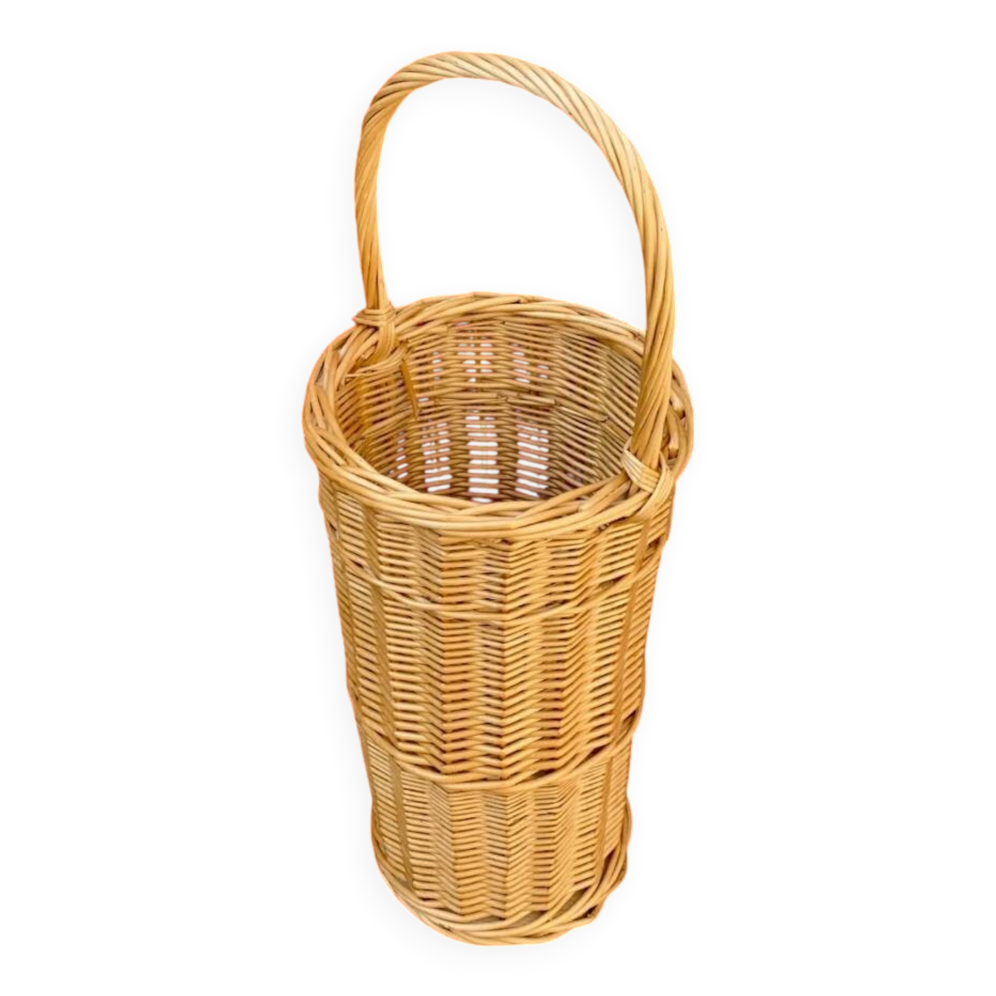 Antique woven wicker umbrella stand – handmade – 1970s