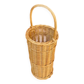 Ancien porte-parapluie en osier tressé – fabrication artisanale - années 70