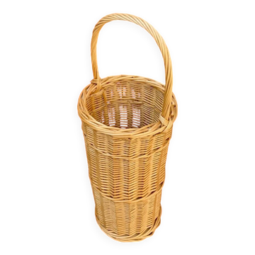 Ancien porte-parapluie en osier tressé – fabrication artisanale - années 70