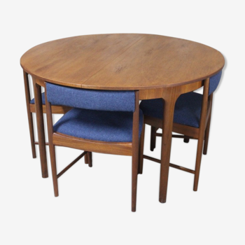 Ensemble table à manger & 4 chaises vintage en teck par l’éditeur McIntosh, style scandinave