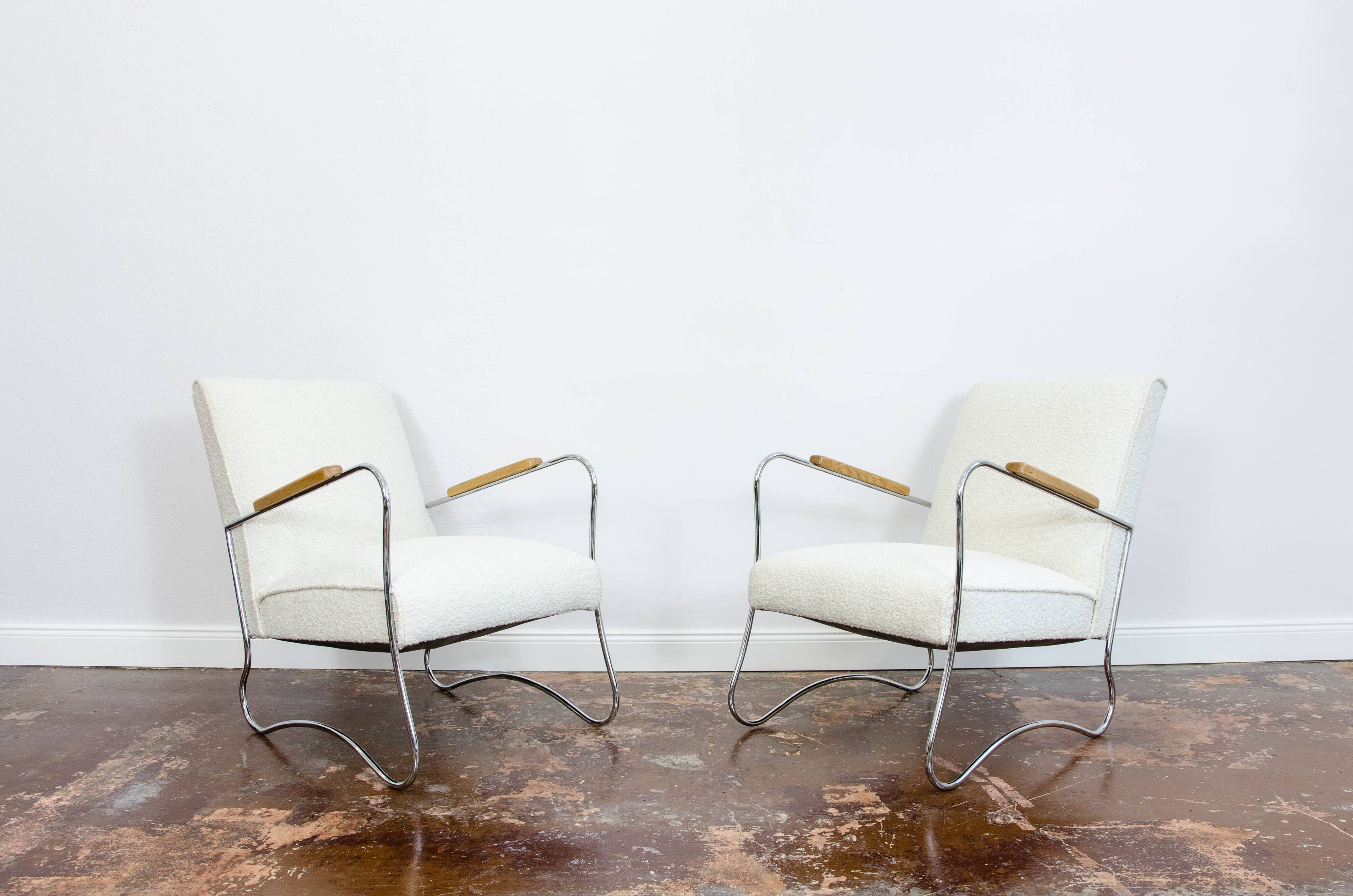 Bauhaus style armchairs, 1950s, Poland, set of 2