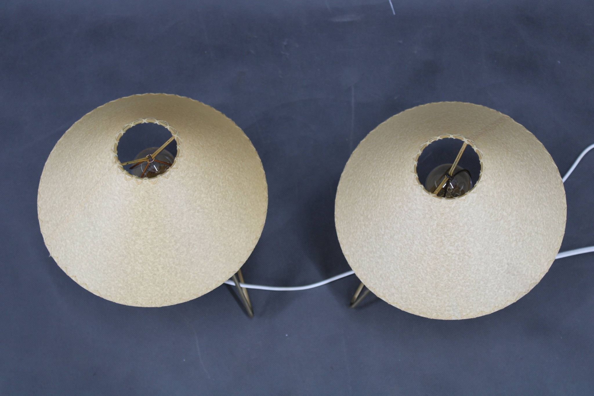 1960s Pair of Table Wooden Lamps , Czechoslovakia