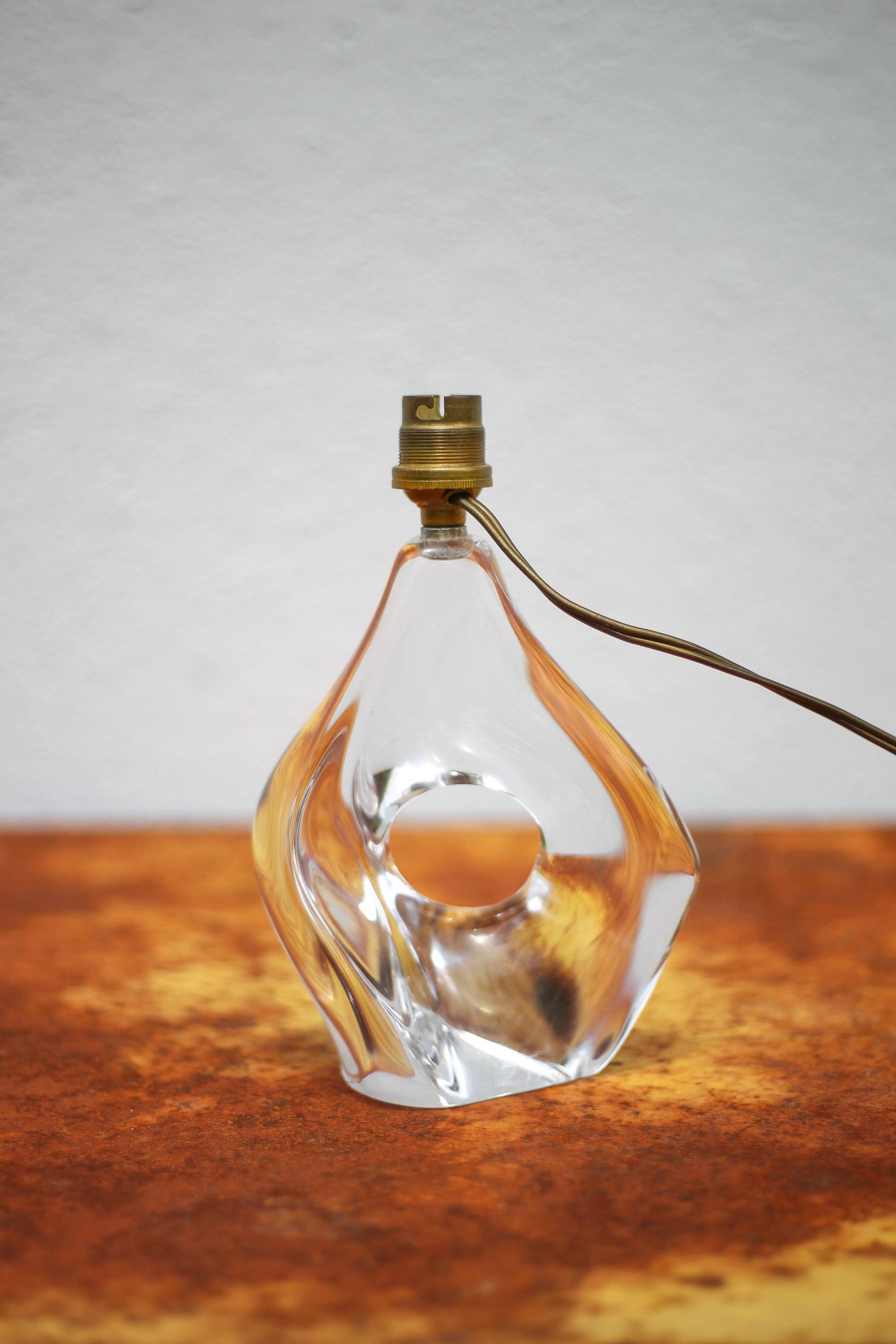 Daum France crystal lamp, vintage lamp, sculptural lamp
