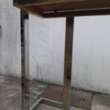 Console in chromed metal and golden brass from the 70s