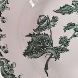 Plate by A. Lebacqz & M. Bouchart, green floral decoration, Richelieu model