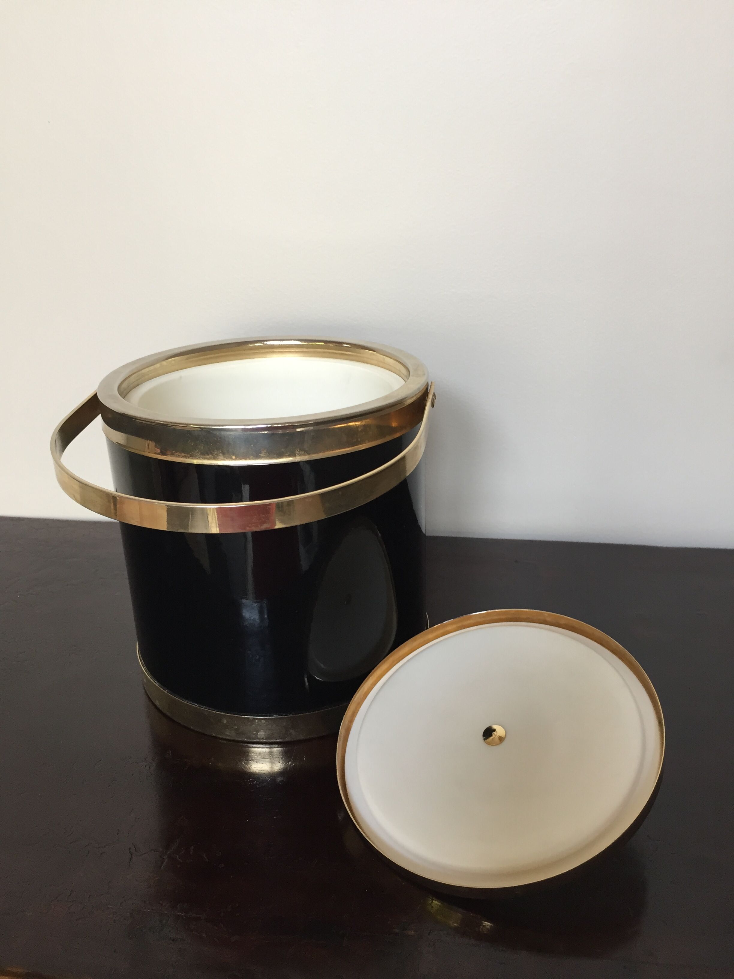 Vintage black and metal ice bucket