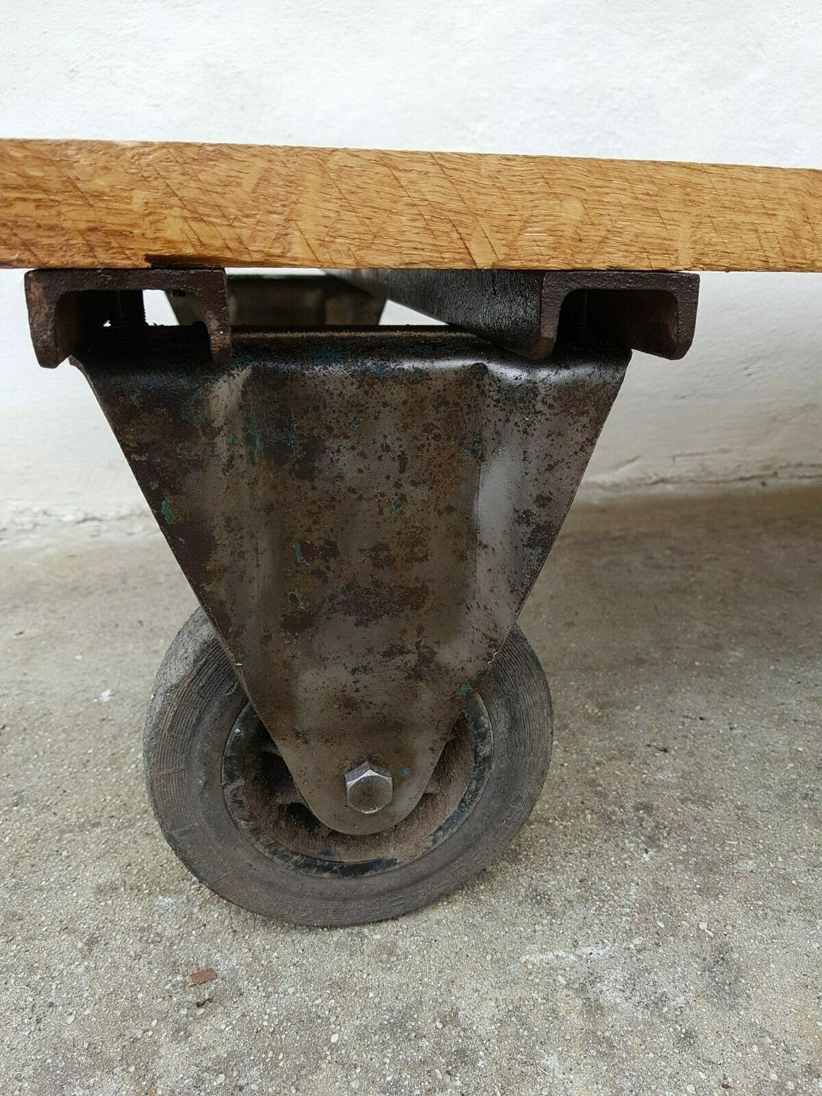 Old industrial cart coffee table