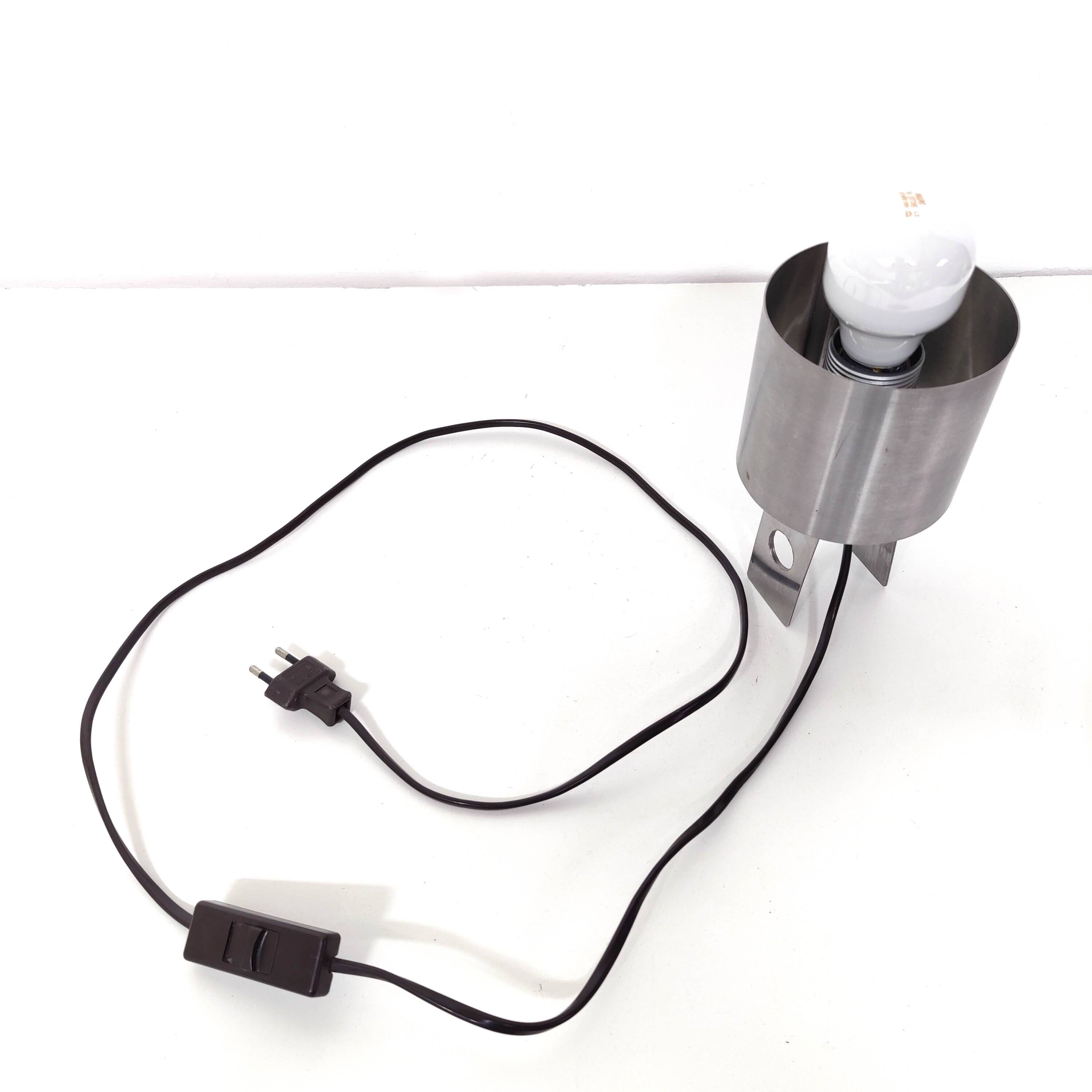 70s stainless steel table lamp geometric shapes