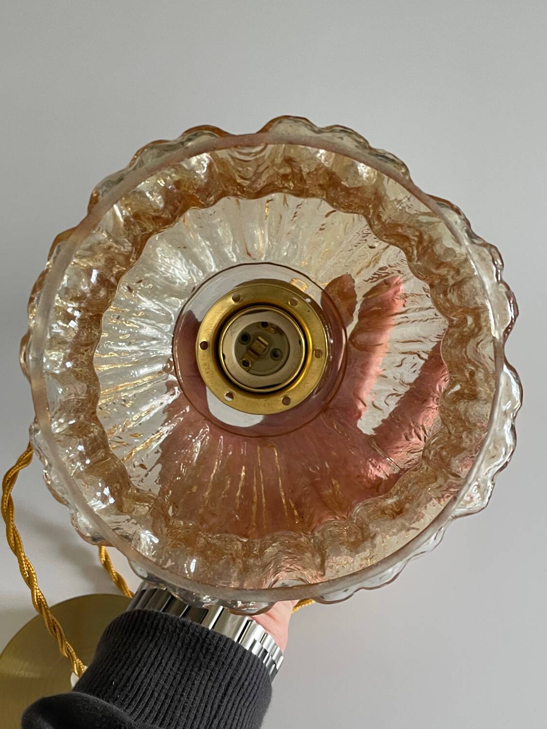 Ceiling suspension globe tulip amber glass