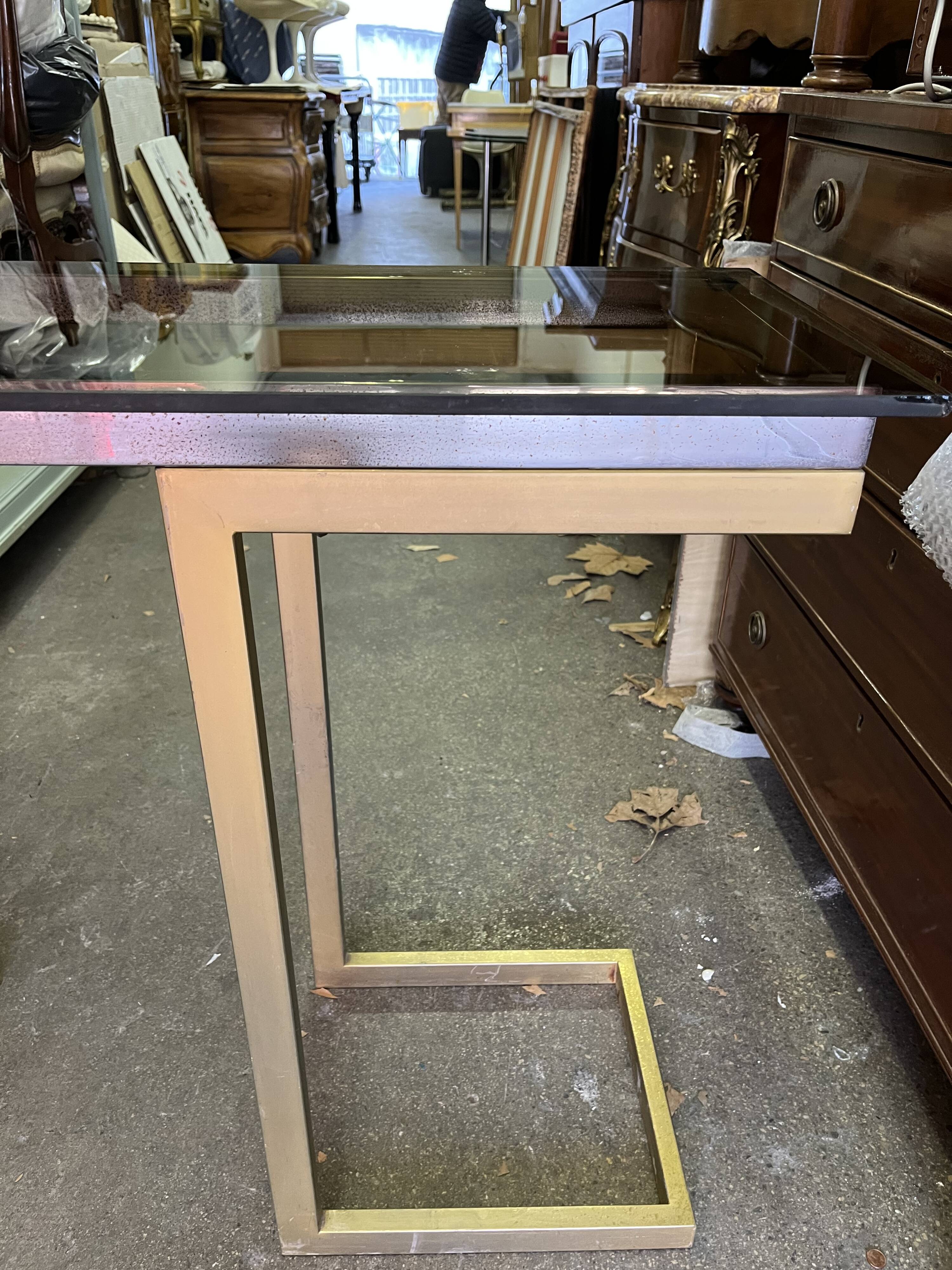 Console année 70 chrome et laiton
