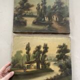Lot of 2 old oils on canvas