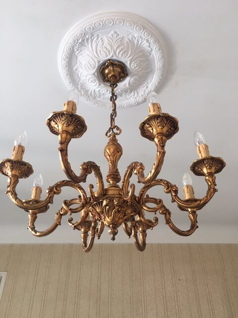 Old brass chandelier 8 branches