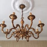 Old brass chandelier 8 branches
