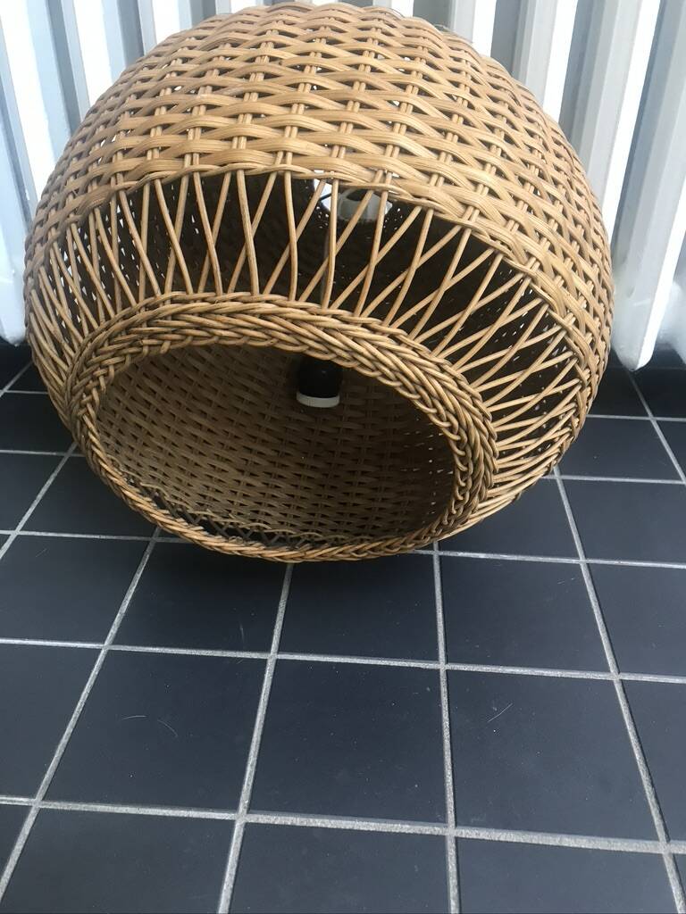 Rattan chandelier suspension old vintage craftsmanship 1960