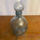 Antique Biot bottle blue bubble blown glass + vintage stopper