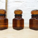 Trio jars amber glass