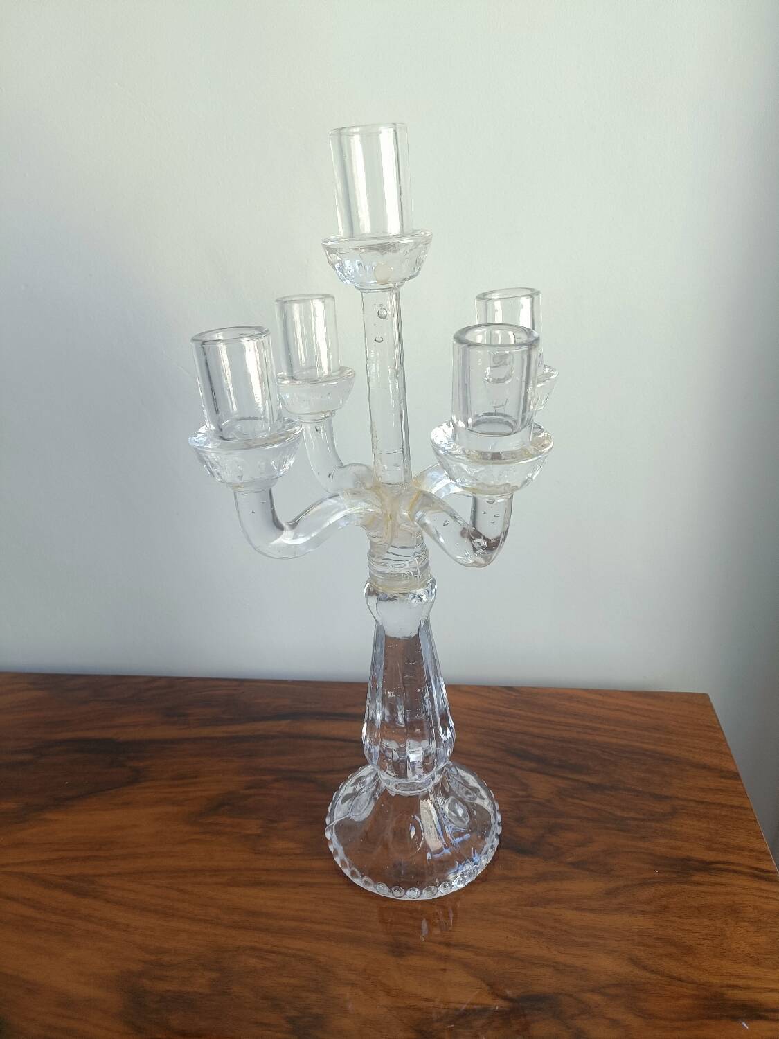 Chandelier, candelabra in bubbled blown glass