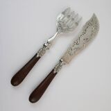 Large Silver Metal and Bois D'Amourette Fish Service Cover