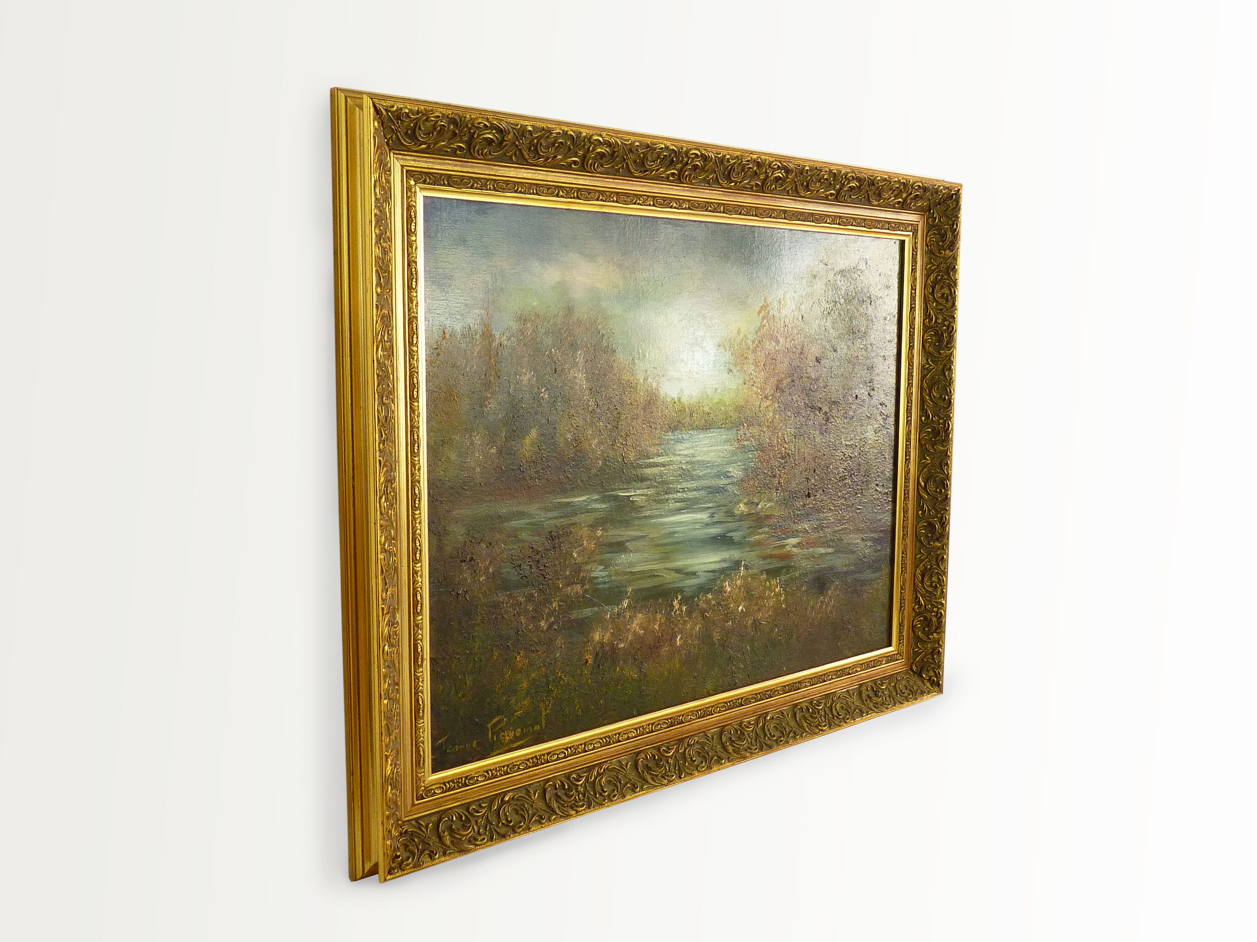 Great oil on canvas by Jeanne Piquemal. Ariegean painter. Year 50 70