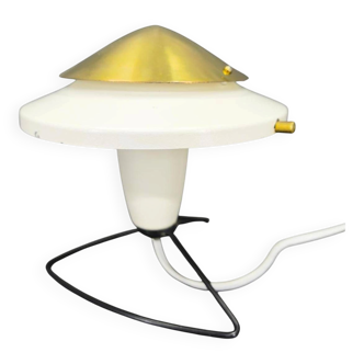 Zukov Czech Space Age Table Lamp, Brass and White Metal, 1970s