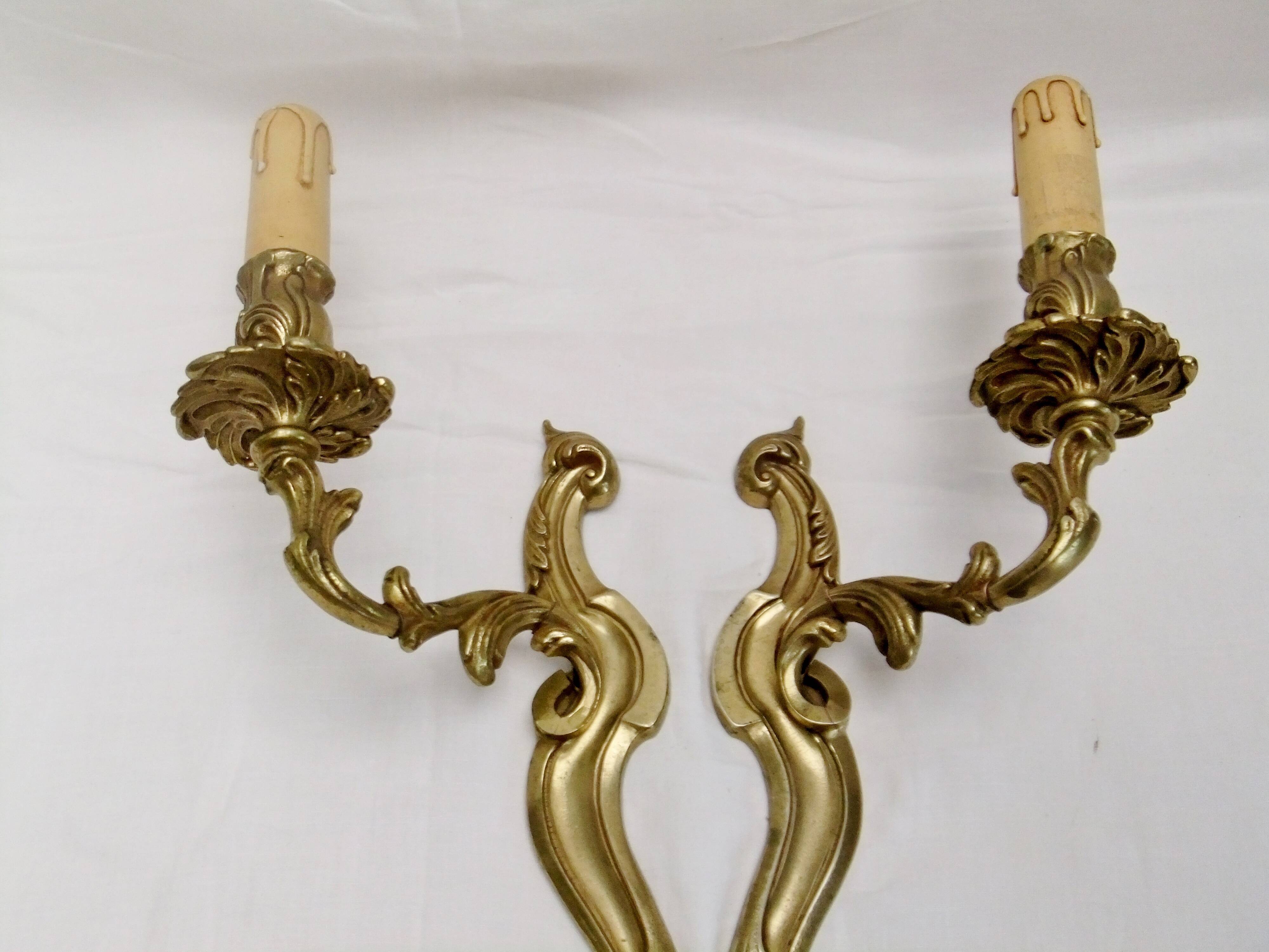 Wall light pair solid bronze Registered Model candle holder