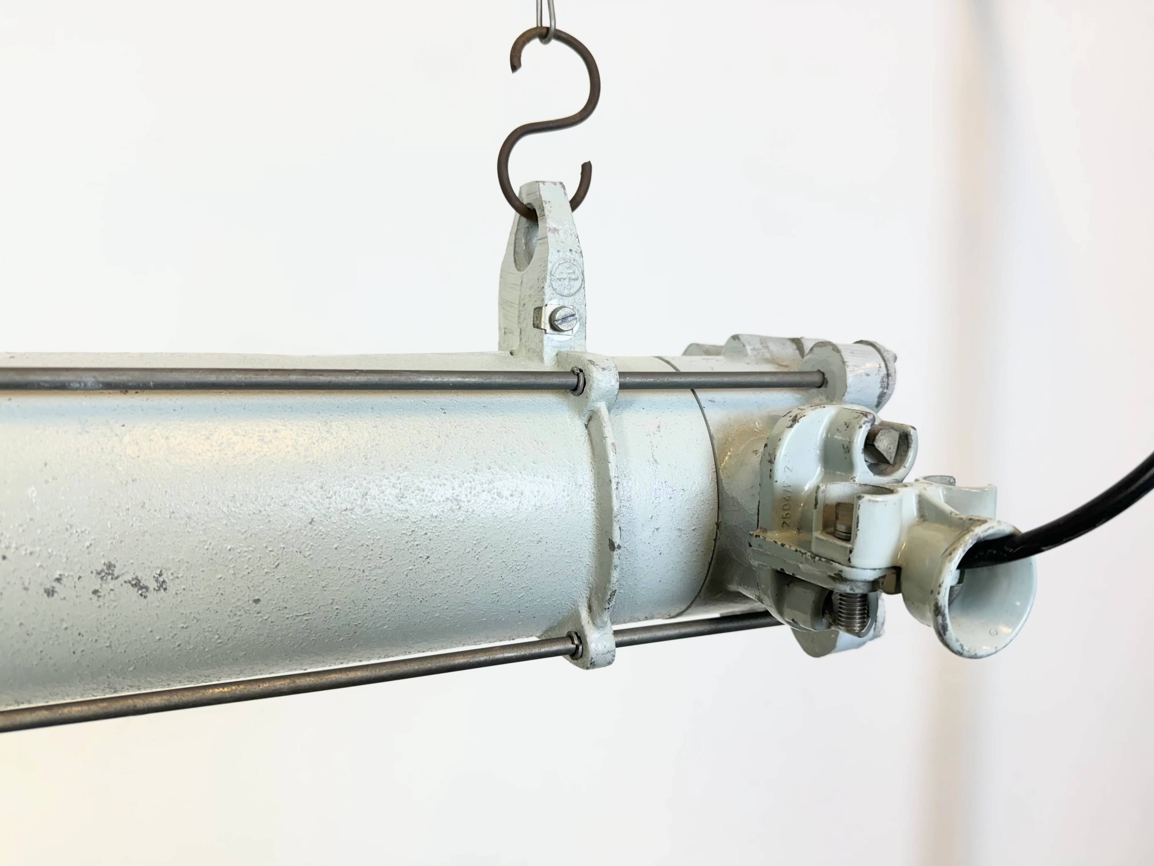 Grey Industrial Hanging Tube Light from Elektrosvit, 1980s