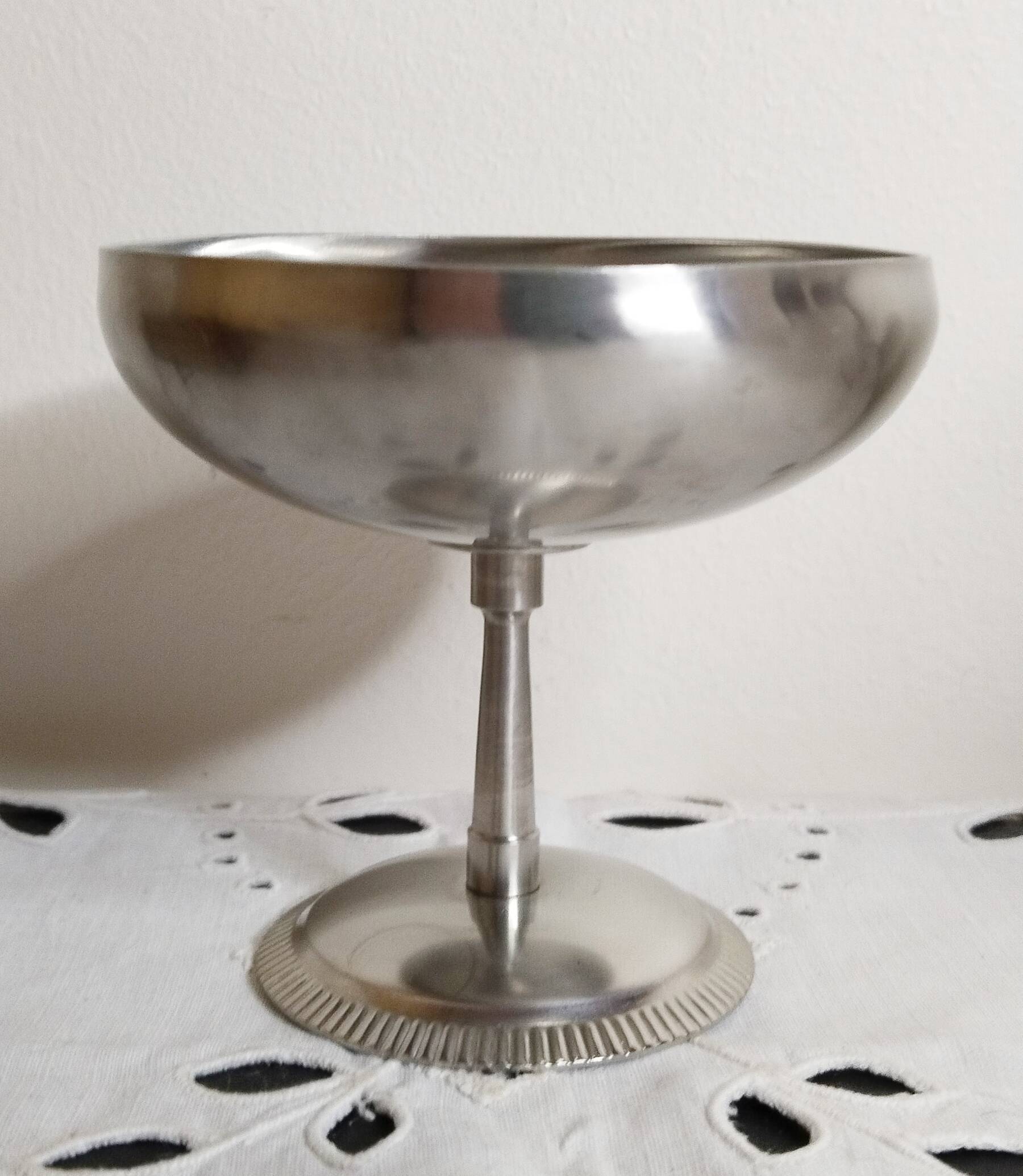 Lot de 3 coupes à glace ou sorbet  , vintage , en inox 18/10, Létang Rémy