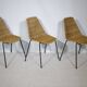 Set of 3 Basket Chairs by Franco Legler, Wicker and Metal, 1960s