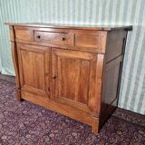 Low walnut sideboard with cross, Restoration period, 19th century